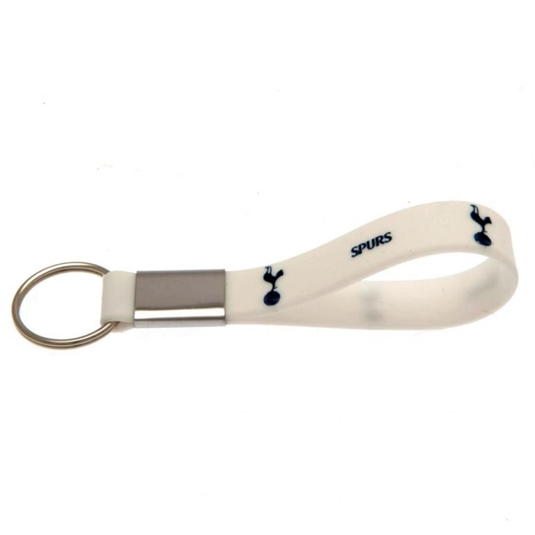 Tottenham Hotspur White Silicone Keyring - Silver Metal Band & Spurs Crest Design