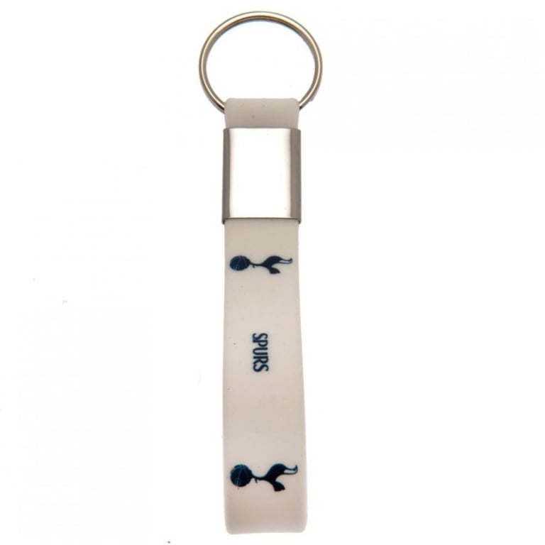 Tottenham Hotspur White Silicone Keyring - Silver Metal Band & Spurs Crest Design