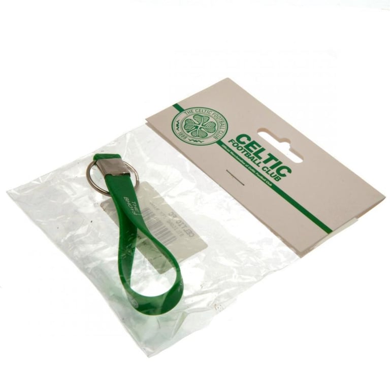 Celtic FC Silicone Keyring - Vibrant Green Crest and Bhoys Design Keychain with Silver Metal Band