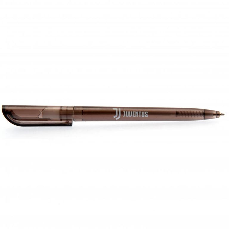 Juventus FC Retractable Ballpoint Pen - Black Translucent Finish with Blue Ink and Official Juventus Crest