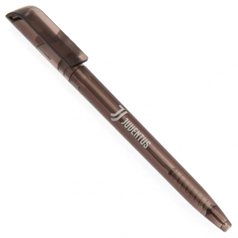 Juventus FC Retractable Ballpoint Pen - Black Translucent Finish with Blue Ink and Official Juventus Crest