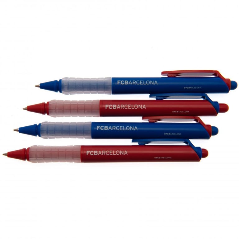 FC Barcelona 4pk Soft Grip Contrast Colour Black Ink Pens Set