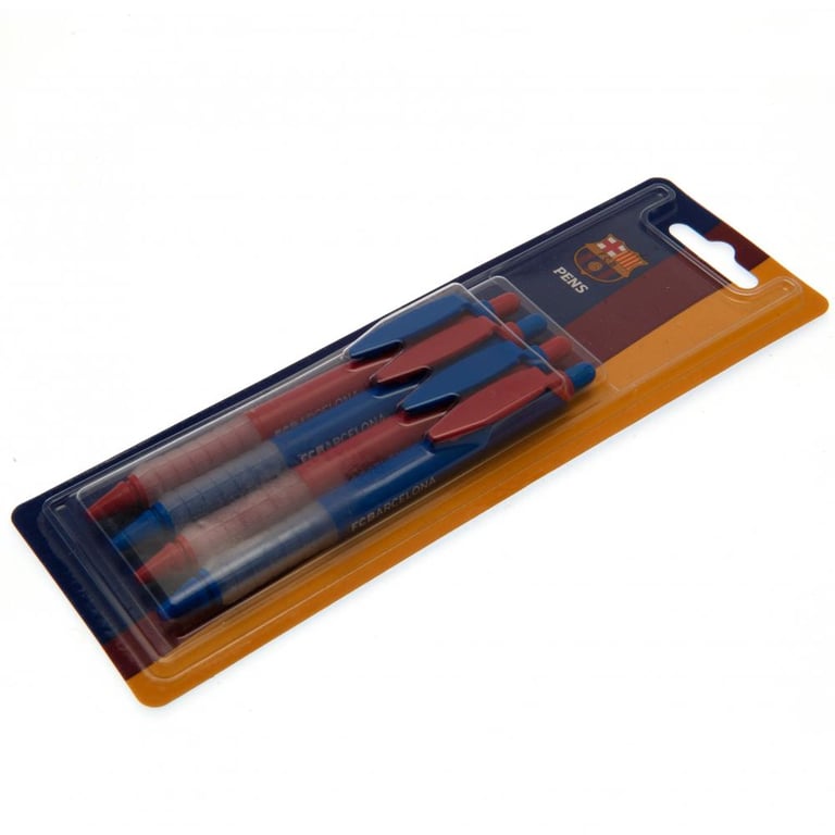 FC Barcelona 4pk Soft Grip Contrast Colour Black Ink Pens Set