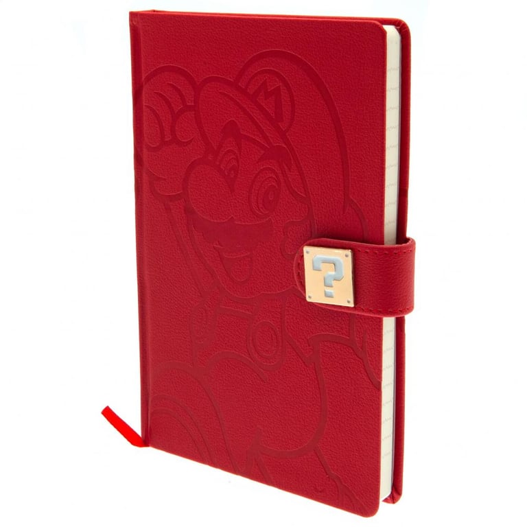 Super Mario Faux Leather A5 Notebook - Debossed Design, Magnetic Closure & Lined Pages