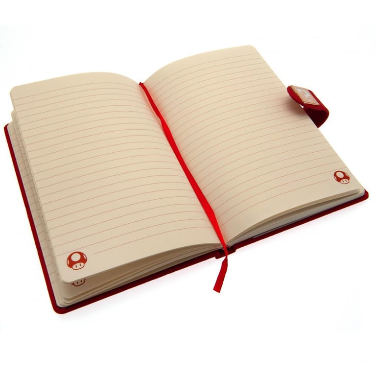 Super Mario Faux Leather A5 Notebook - Debossed Design, Magnetic Closure & Lined Pages