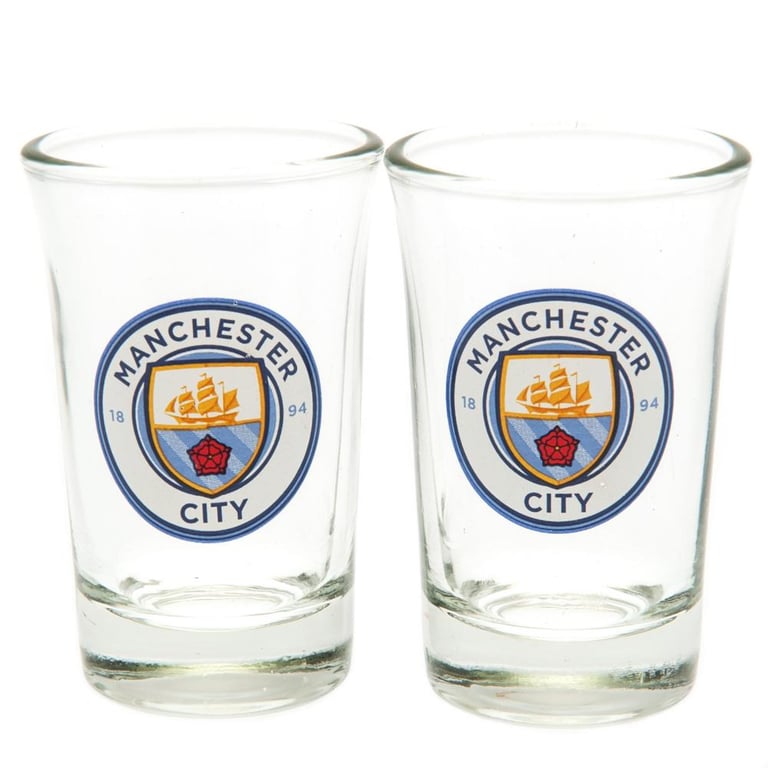 Manchester City FC 2pk Full Colour Crest Shot Glass Set