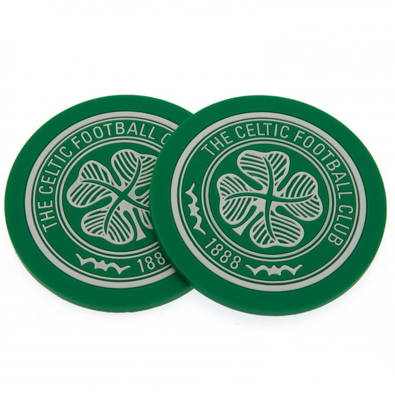 Celtic FC 2pk Silicone Coasters - Non Slip Wipe Clean Home Decor