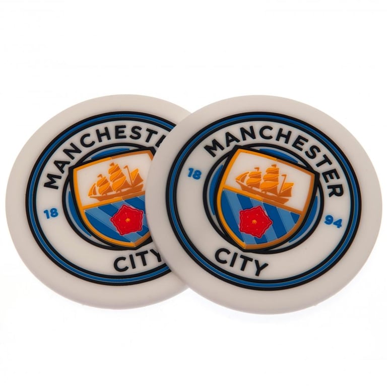 Manchester City FC Silicone Coasters 2pk - Non Slip & Wipe Clean Crest Design