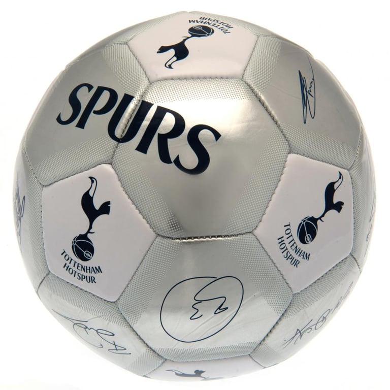 Tottenham Hotspur FC Official Sig Silver 32-Panel Synthetic Football - Metallic Finish