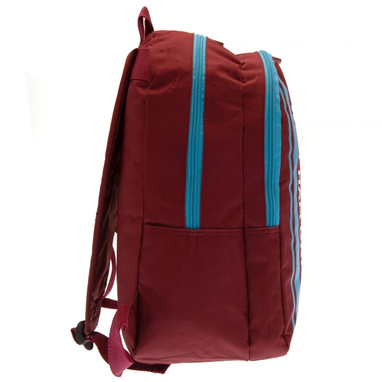West Ham United FC Stripe Adjustable Backpack with Club Crest and Padded Straps