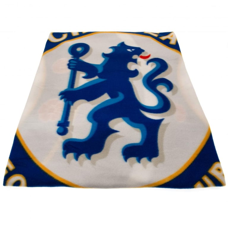 Chelsea FC Royal Blue Full Colour Crest Fleece Blanket - Soft & Warm 100 Polyester