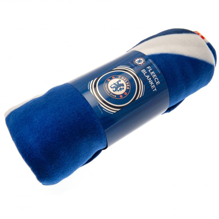 Chelsea FC Royal Blue Full Colour Crest Fleece Blanket - Soft & Warm 100 Polyester