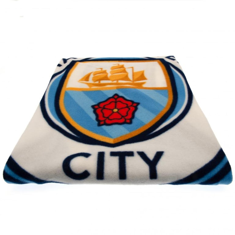 Manchester City FC Sky Blue Pulse Fleece Blanket - Soft, Warm & Machine Washable 100 Polyester