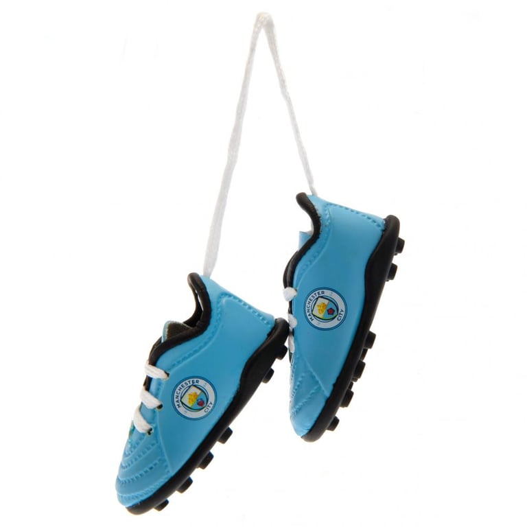 Manchester City FC Mini Football Boots - Sky Blue Laced Boots with Printed Crest