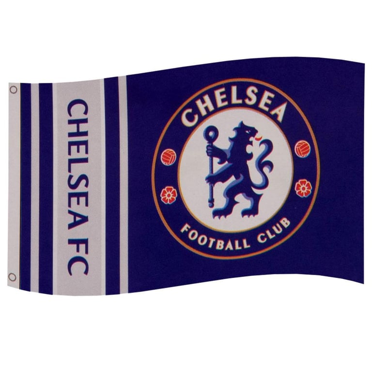 Chelsea FC 100 Polyester Wordmark Flag - Official Crest Design