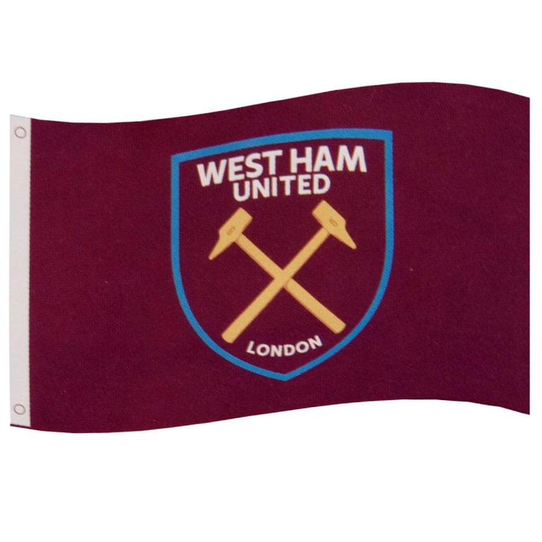 West Ham United FC 100 Polyester Supporters Flag - Claret Background Hammers Crest Design