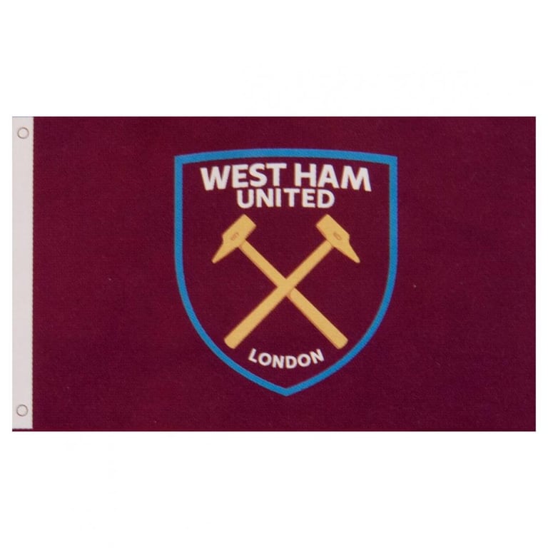 West Ham United FC 100 Polyester Supporters Flag - Claret Background Hammers Crest Design