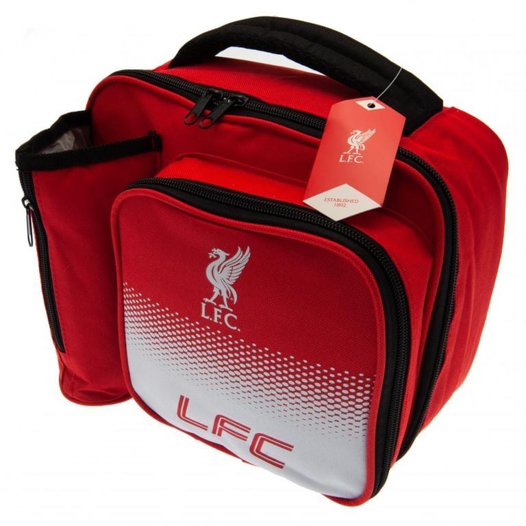 Liverpool FC Fade Lunch Bag - Main Compartment Zipped Opening & Club Crest Design