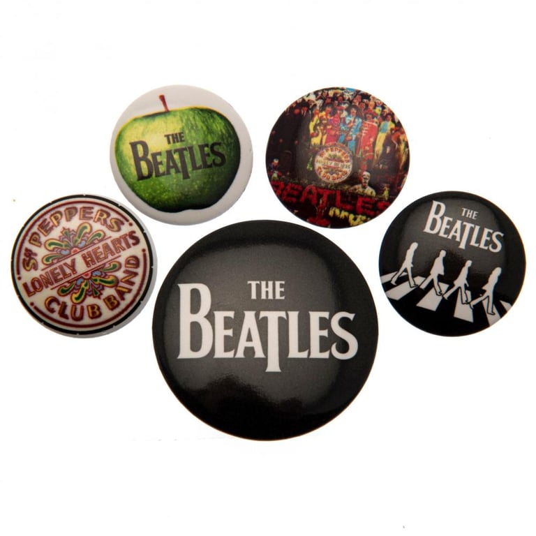 The Beatles Apple Corps Button Badge Set - Collectible Slogan Badges with Safety Pin Fixing
