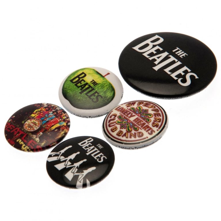 The Beatles Apple Corps Button Badge Set - Collectible Slogan Badges with Safety Pin Fixing