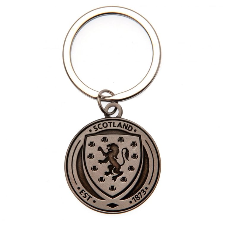 Scottish FA Antique Silver Metal Crest Keyring with Die Stamped Finish