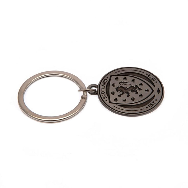 Scottish FA Antique Silver Metal Crest Keyring with Die Stamped Finish