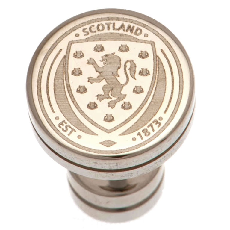 Scottish FA Stainless Steel Stud Earring - Laser Printed Crest Design with Screw Back Fixing