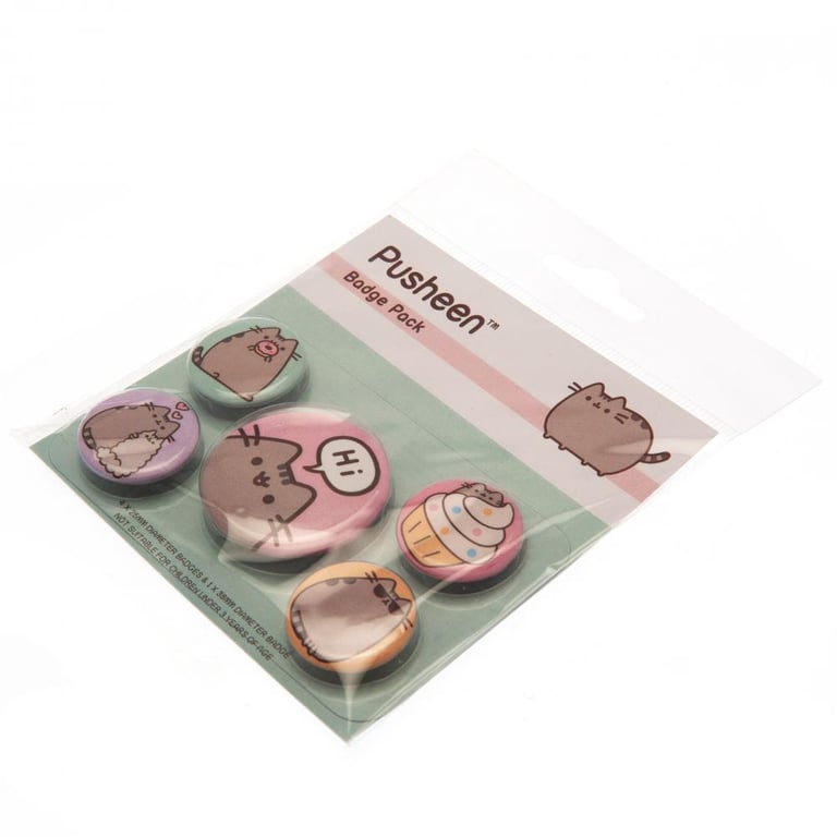 Pusheen Hi Button Badge Set - Fashionable School Badges with Safety Pin Fixing