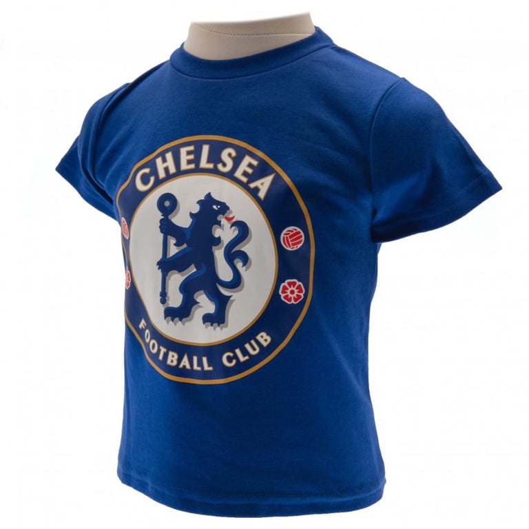 Chelsea FC T Shirt & Short Set - Soft Cotton, Royal Blue Classic Kit Design for 6/9 mths Baby