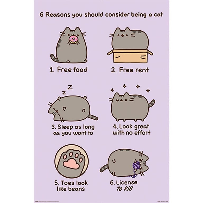 Pusheen Poster - Rolled Home Decor with 6 Reasons to Be a Cat