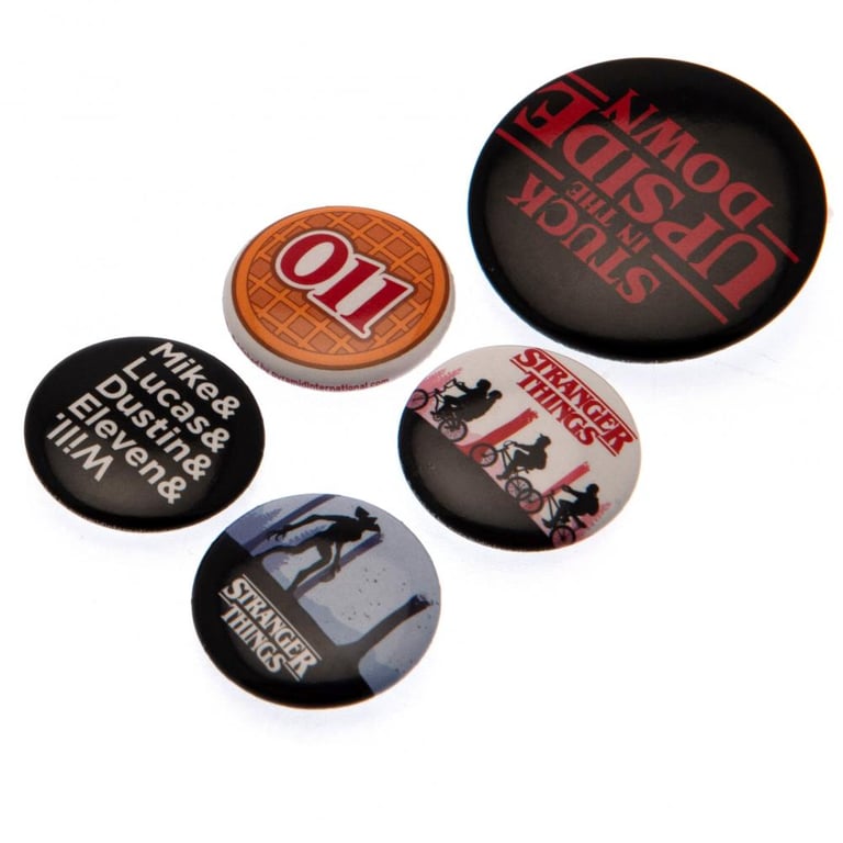 Stranger Things Vintage Badge Set - Retro Safety Pin Badges for School Bags and Clothing