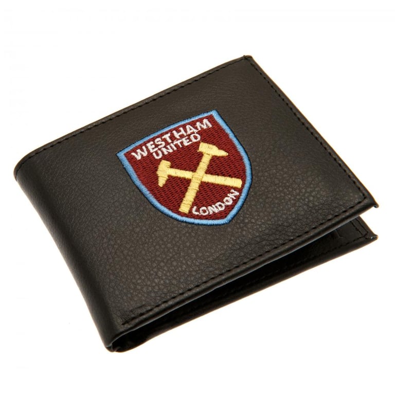 West Ham United FC Embroidered PU Leather Wallet - 3 Card Slots & Multi-Compartments