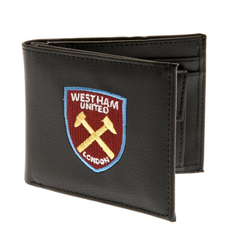 West Ham United FC Embroidered PU Leather Wallet - 3 Card Slots & Multi-Compartments