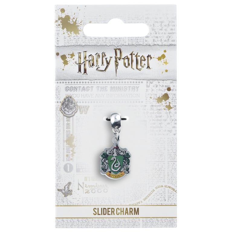 Harry Potter Silver Plated Slytherin House Charm - Official Hogwarts Crest Badge