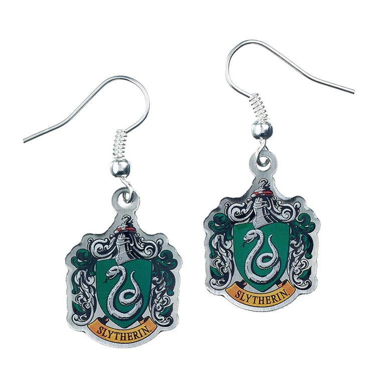 Harry Potter Slytherin Silver Plated Crest Earrings