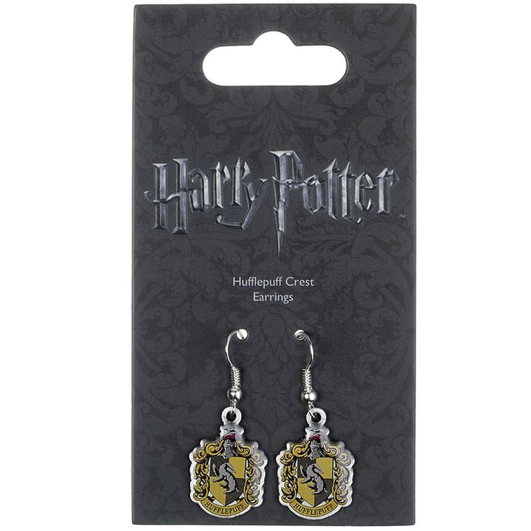 Harry Potter Silver Plated Hufflepuff Crest Earrings - Official Hogwarts House Jewelry