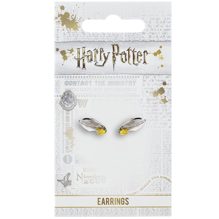 Harry Potter Golden Snitch Silver Plated Stud Earrings - Quidditch Inspired Jewelry