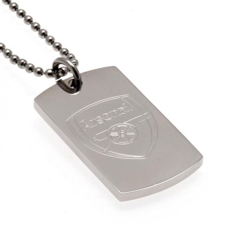Arsenal FC Engraved Stainless Steel Dog Tag & Chrome Chain