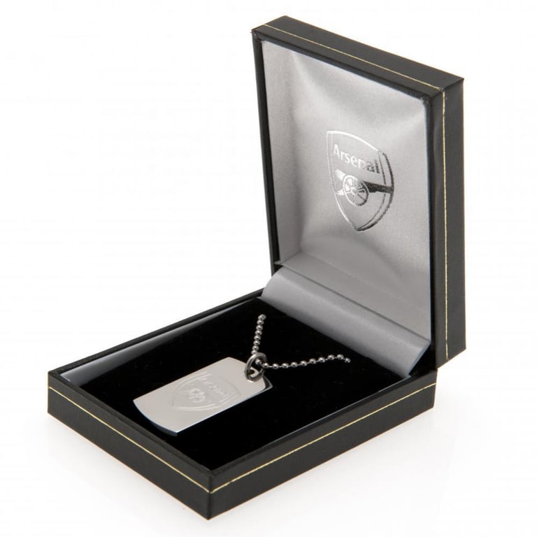 Arsenal FC Engraved Stainless Steel Dog Tag & Chrome Chain