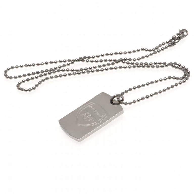 Arsenal FC Engraved Stainless Steel Dog Tag & Chrome Chain