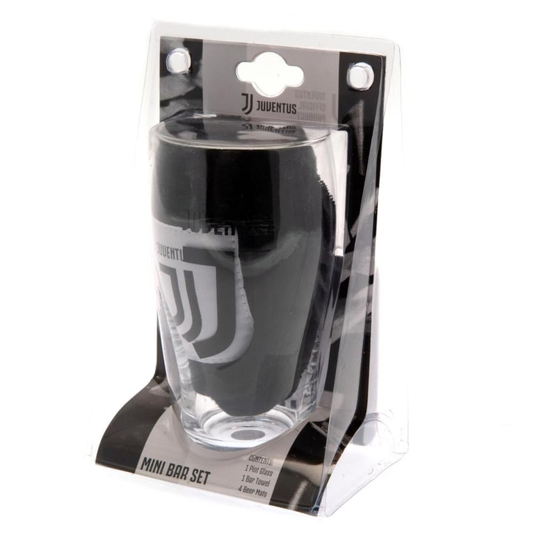 Juventus FC Mini Bar Set - Includes Crested Pint Glass & Towel