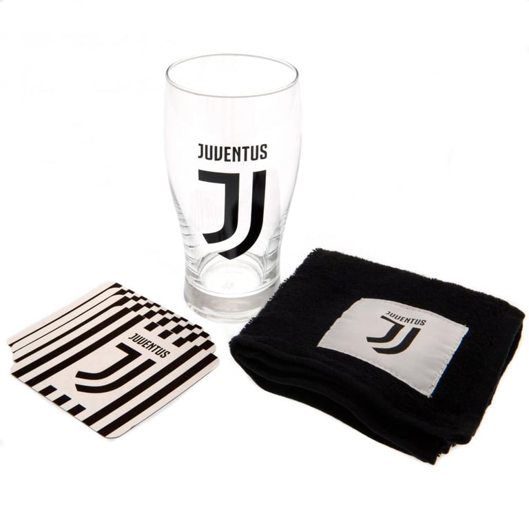 Juventus FC Mini Bar Set - Includes Crested Pint Glass & Towel