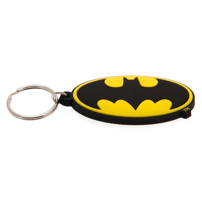 Batman Logo PVC Keyring - Durable, Colorful Keychain with Chain and Split Ring