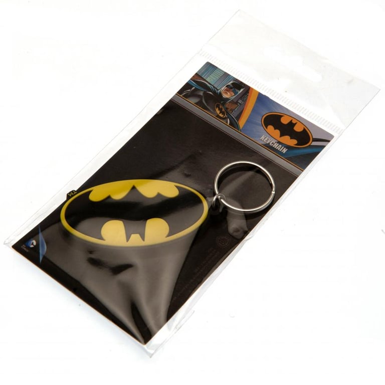 Batman Logo PVC Keyring - Durable, Colorful Keychain with Chain and Split Ring
