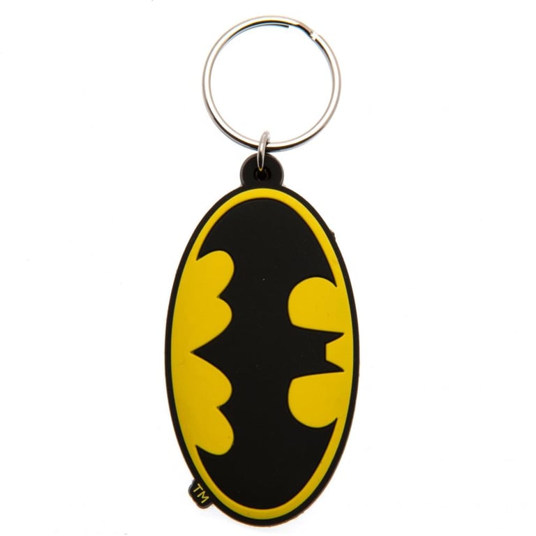 Batman Logo PVC Keyring - Durable, Colorful Keychain with Chain and Split Ring
