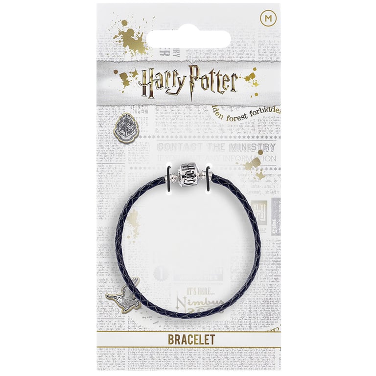 Harry Potter Black Leather Charm Bracelet with Branded Clasp