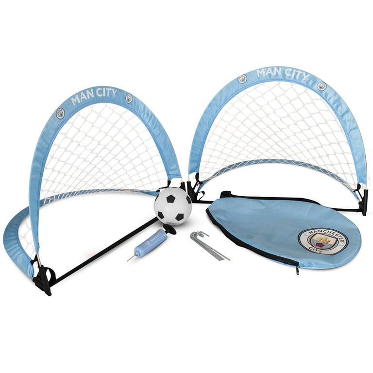 Manchester City FC Sky Blue Foldable Goal Set with Hand Pump and Football