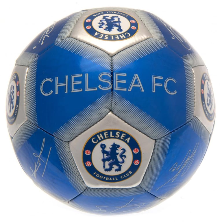 Chelsea FC Signature 32 Panel Synthetic Football - High Spec, Official Player Signatures, Blue and Silver Colour