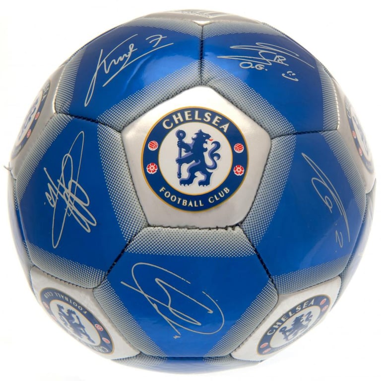 Chelsea FC Signature 32 Panel Synthetic Football - High Spec, Official Player Signatures, Blue and Silver Colour