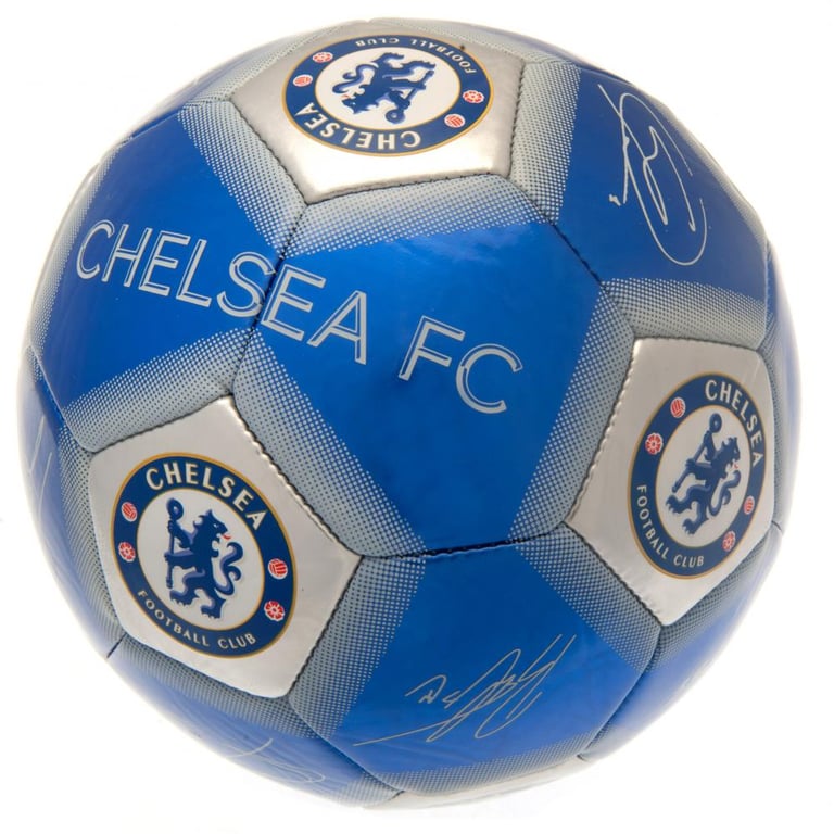 Chelsea FC Signature 32 Panel Synthetic Football - High Spec, Official Player Signatures, Blue and Silver Colour